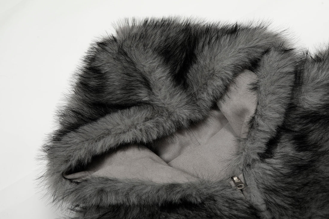 3-6-5.shop Reversible Faux Suede Fur Hooded Jacket