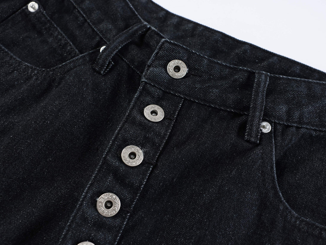 3-6-5.shop “Arc Button Wide Denim Shorts”