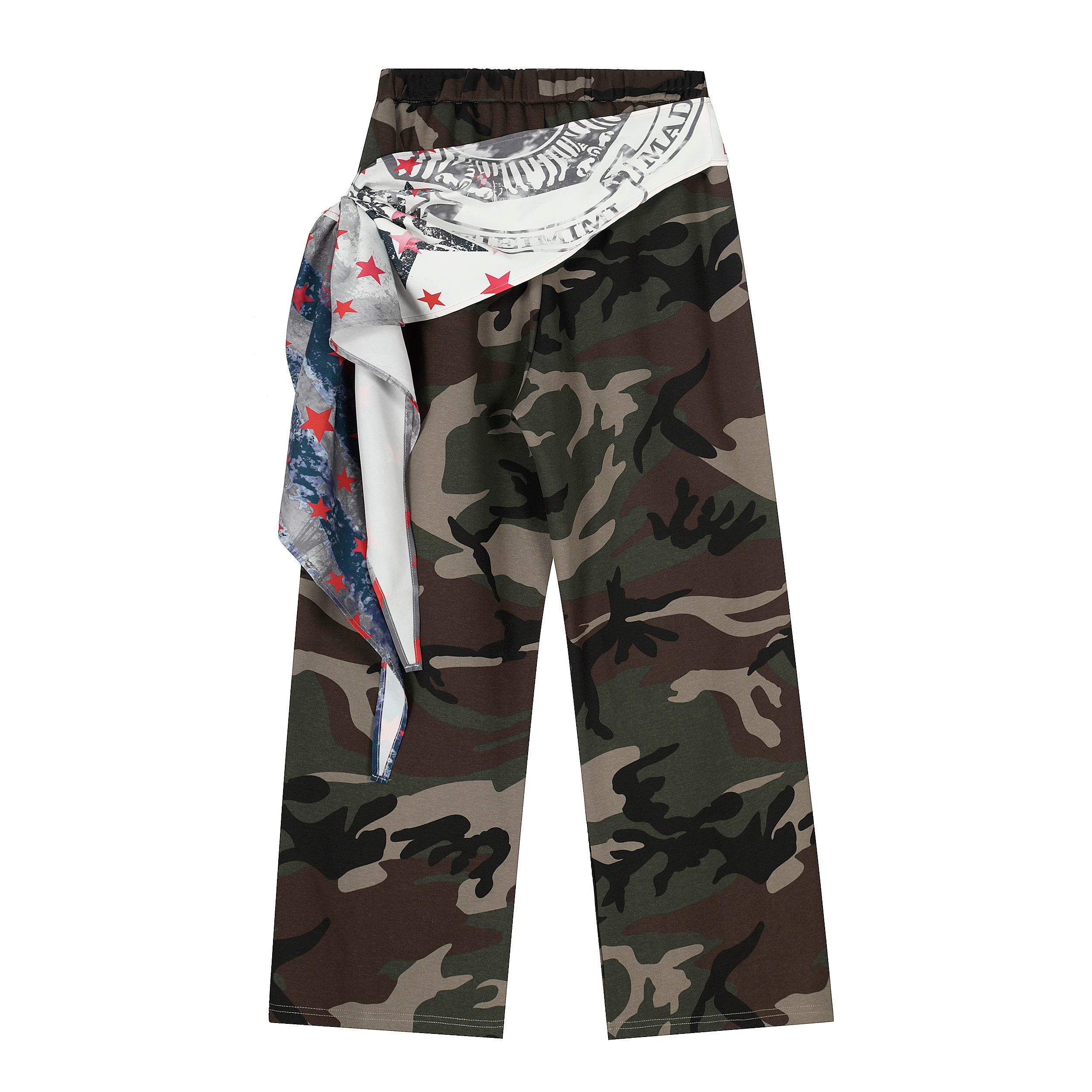 3-6-5.shop Camo Scarf-Wrap Wide Leg Pants