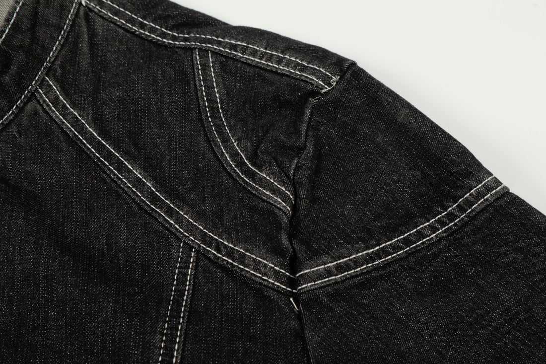 3-6-5.shop Buckle Denim Jacket – Black