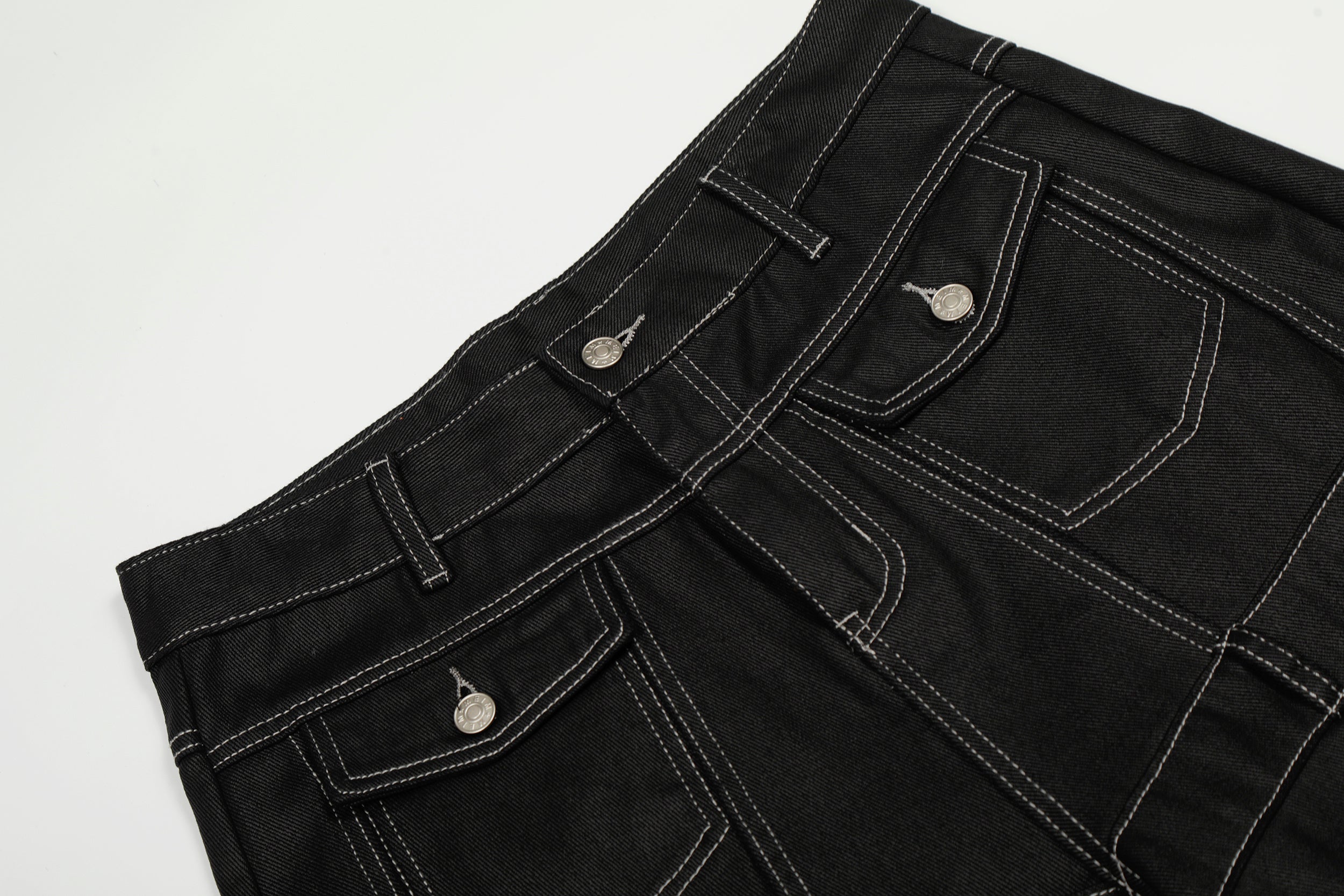 3-6-5.shop Contrast Stitch Wide Denim Pants