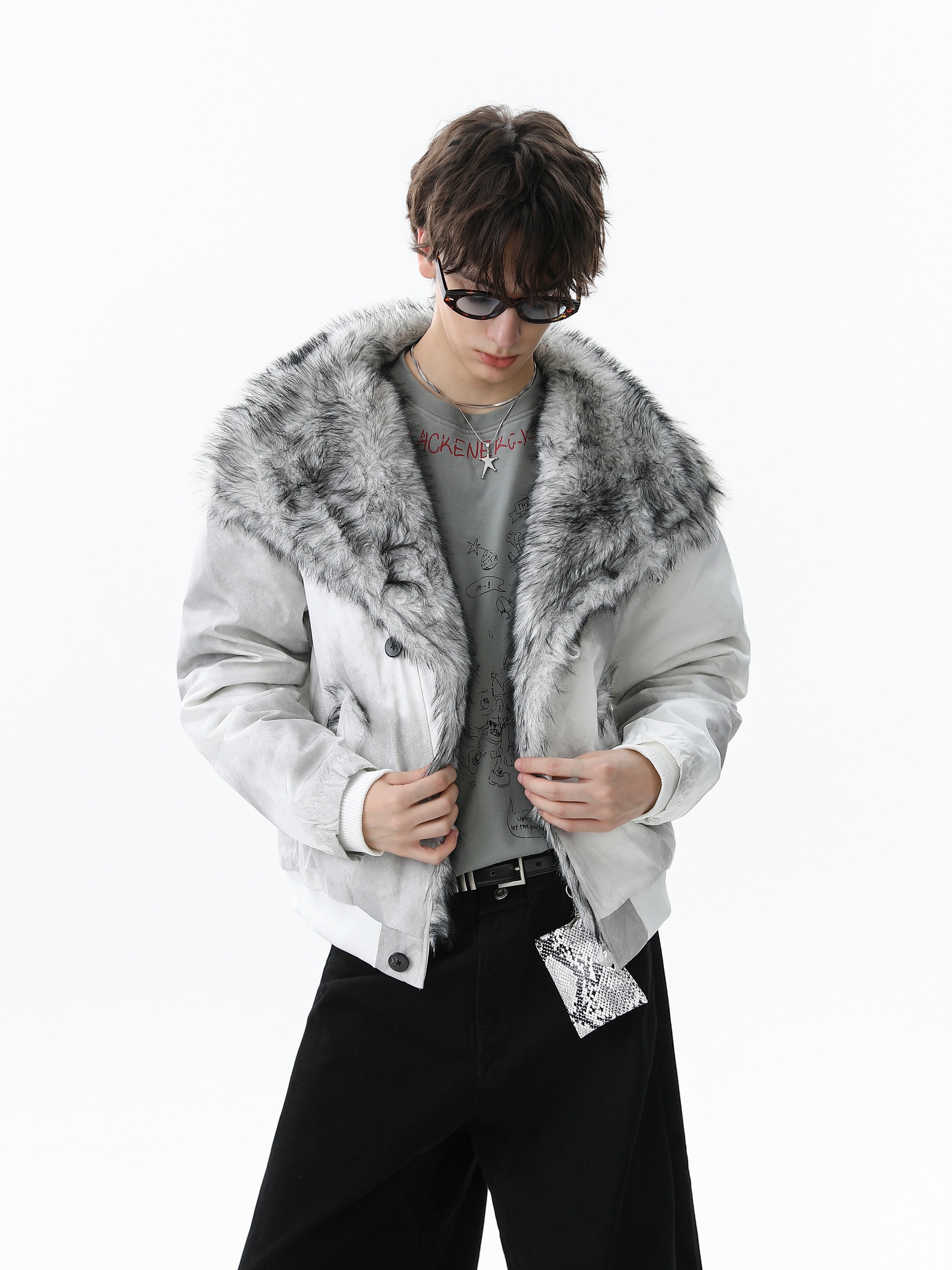 3-6-5.shop Faux Fur Panel Short Jacket
