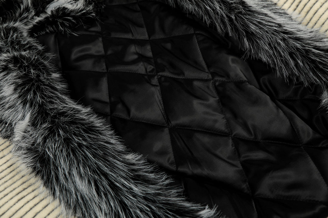 3-6-5.shop Faux-Fur Lined Striped Hoodie Jacket