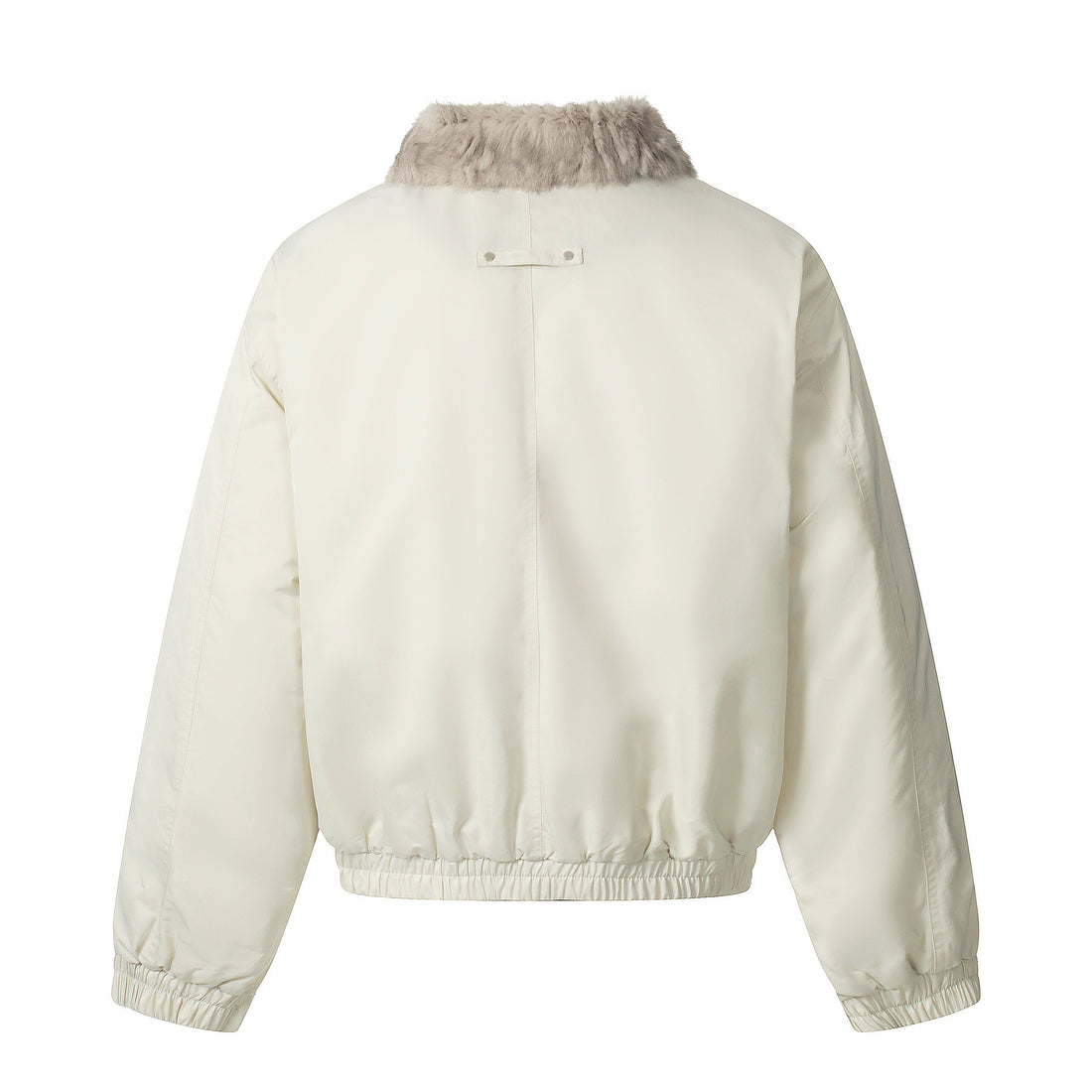 3-6-5.shop Faux Fur Collar Bomber Jacket