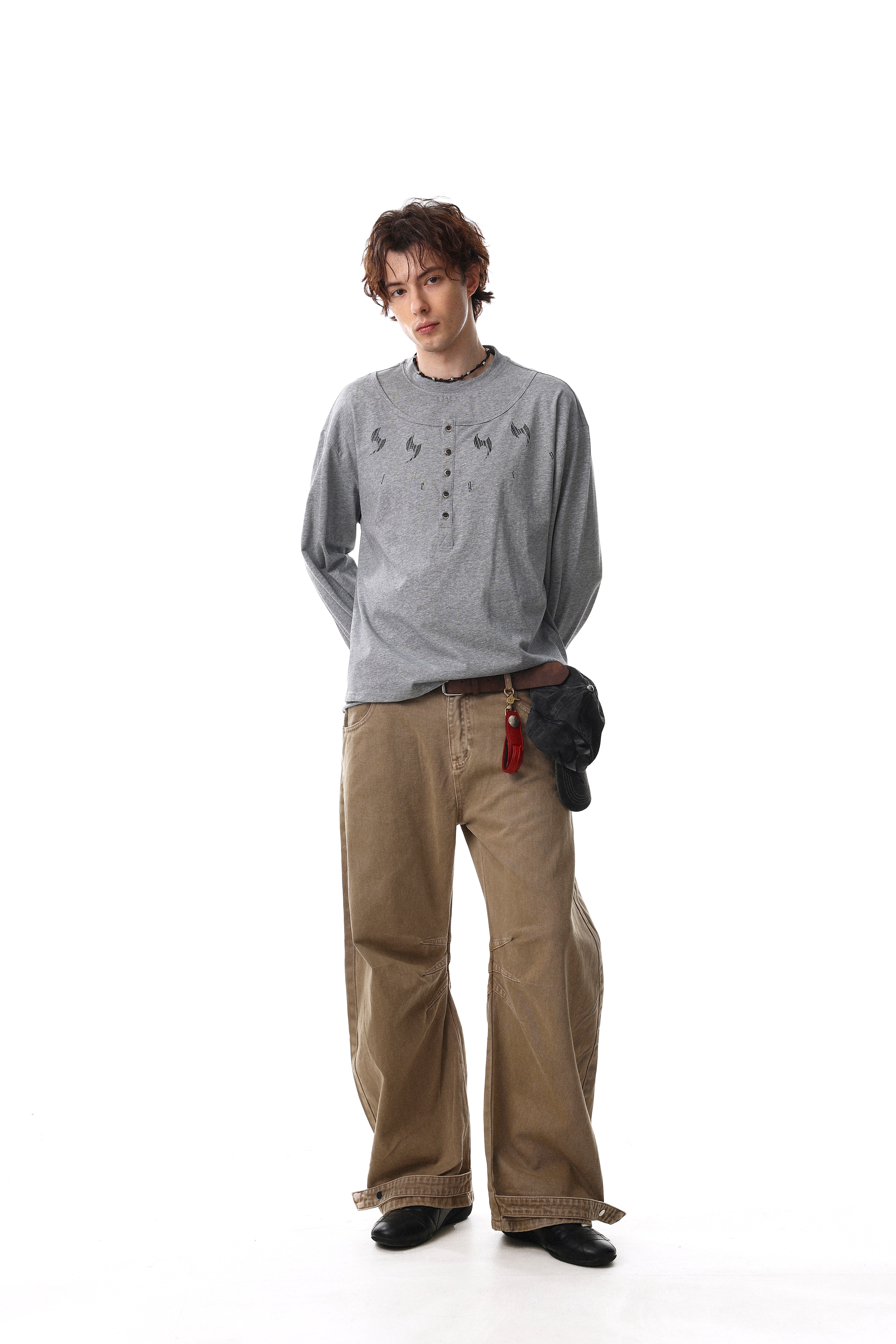 3-6-5.shop Graphic Henley Long Sleeve Tee