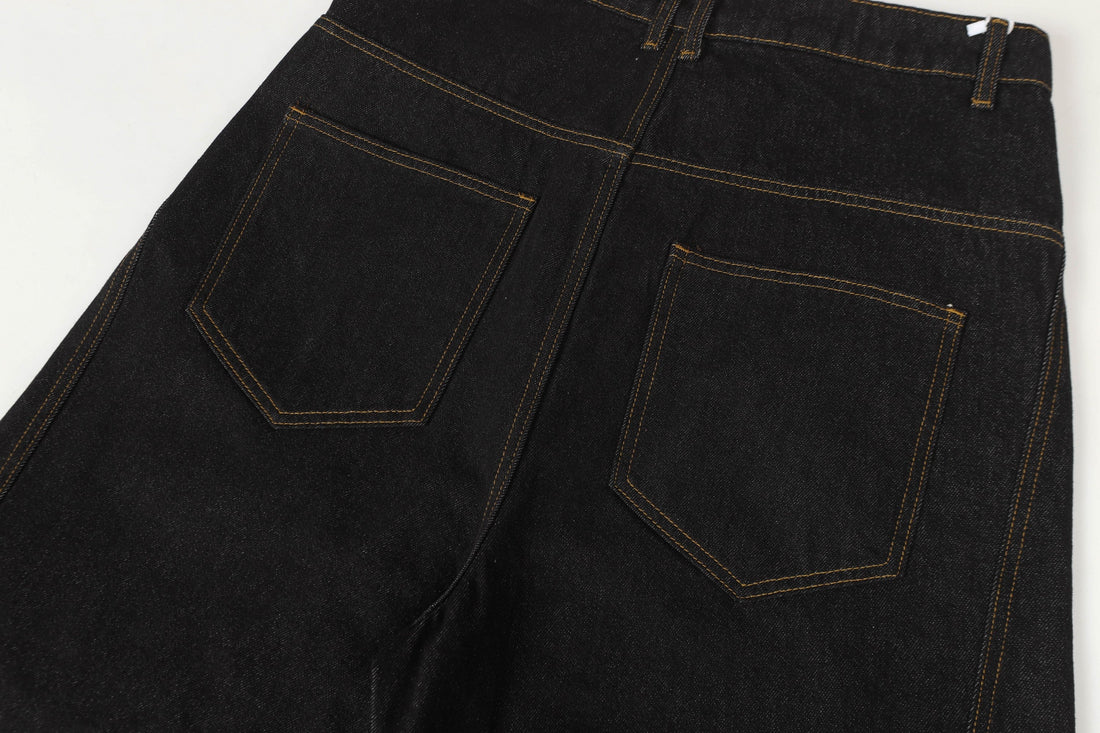 3-6-5.shop Asymmetric Button Wide-Leg Denim Pants