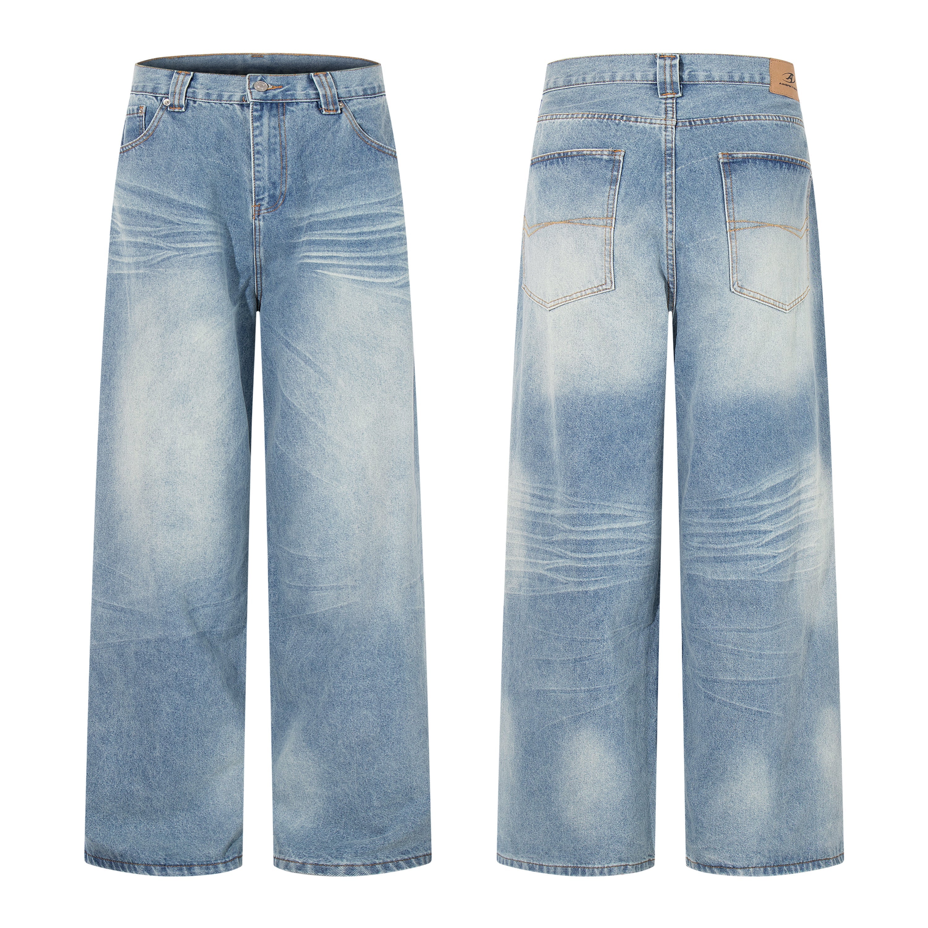 3-6-5.shop Washed Wide-Leg Denim Pants