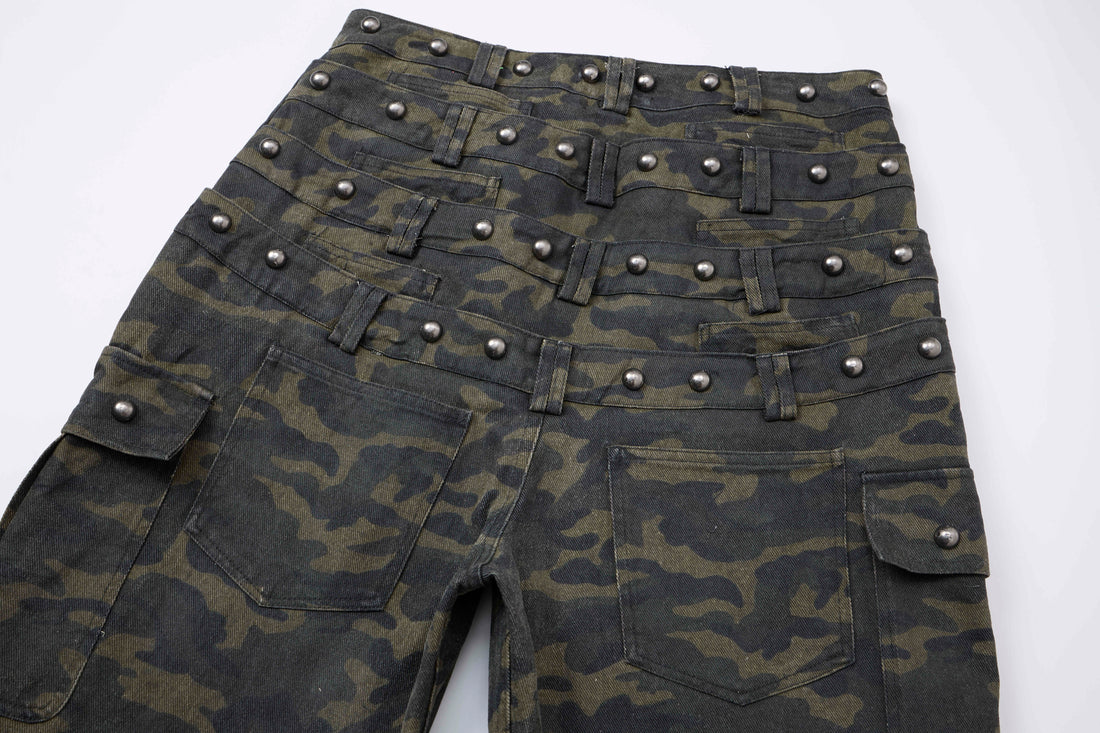 3-6-5.shop Camo Wide-Leg Cargo Pants