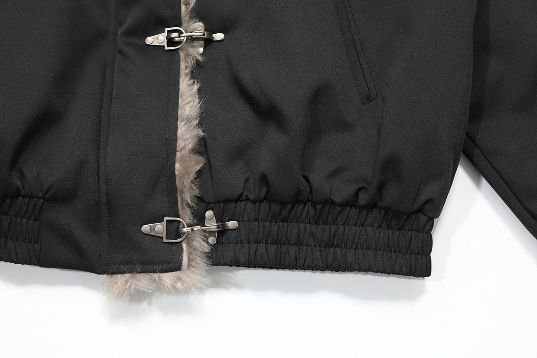 3-6-5.shop Faux-Fur Trim Bomber Jacket