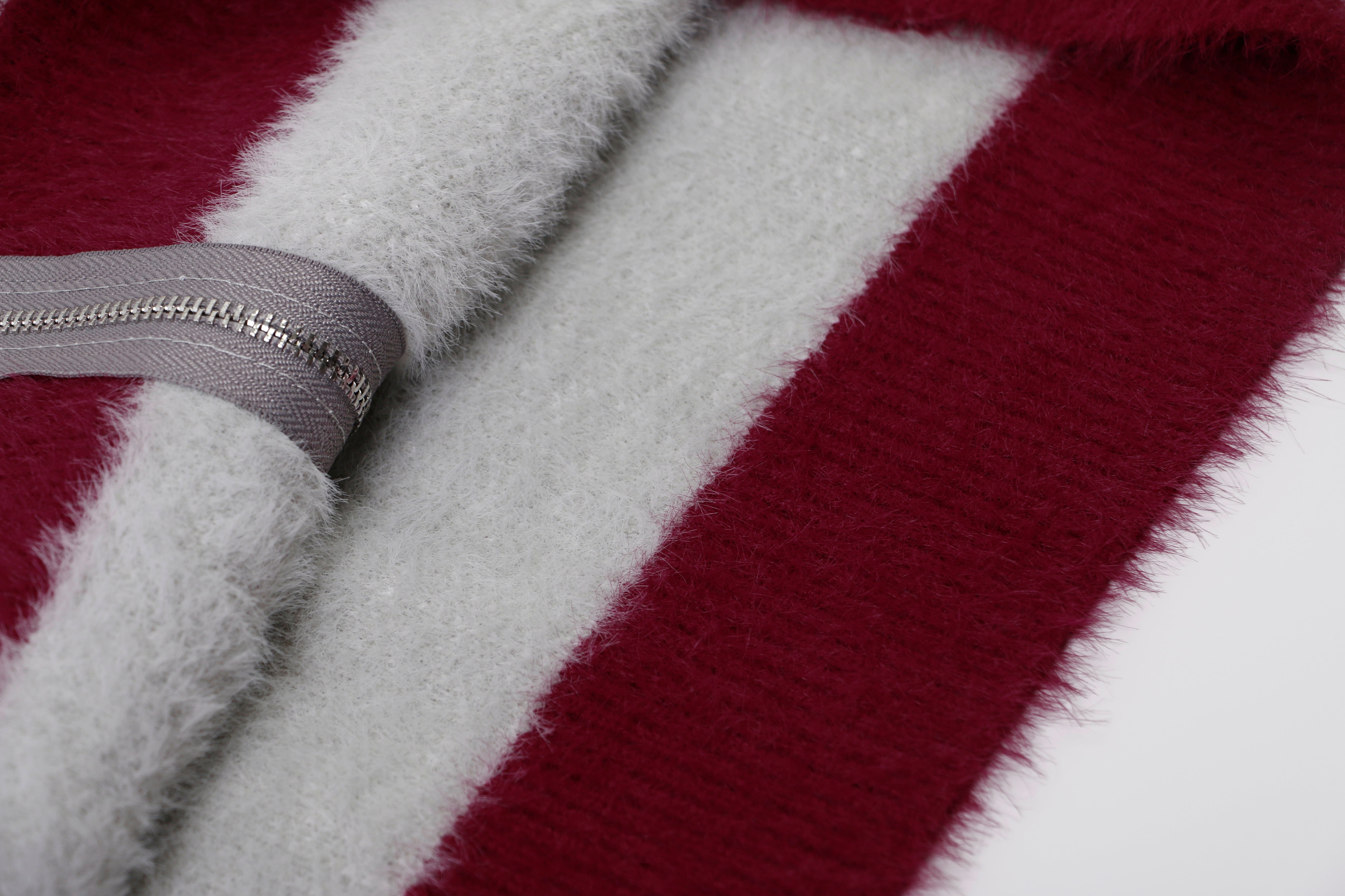 3-6-5.shop Flag Pattern Fuzzy Half-Zip Sweater