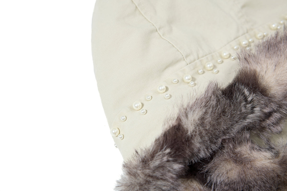 3-6-5.shop Studded Fur-Trim Hooded Jacket