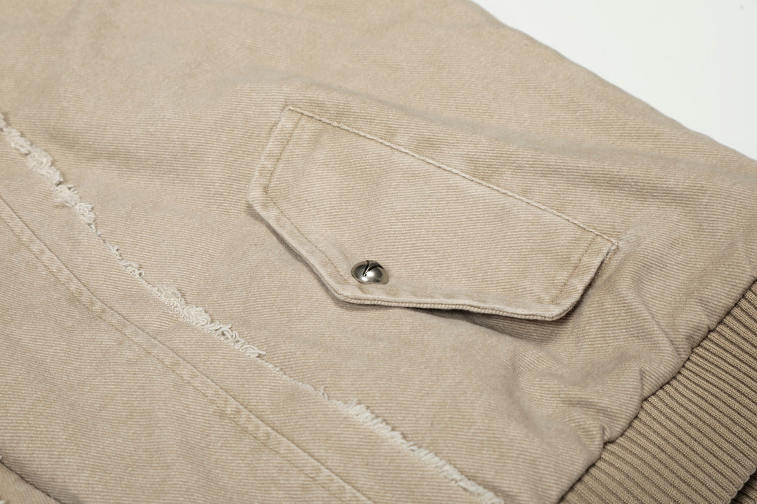 3-6-5.shop Washed Shearling-Lined Denim Hooded Jacket