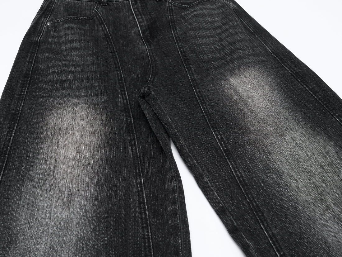 3-6-5.shop Vintage Washed Curved Denim Pants