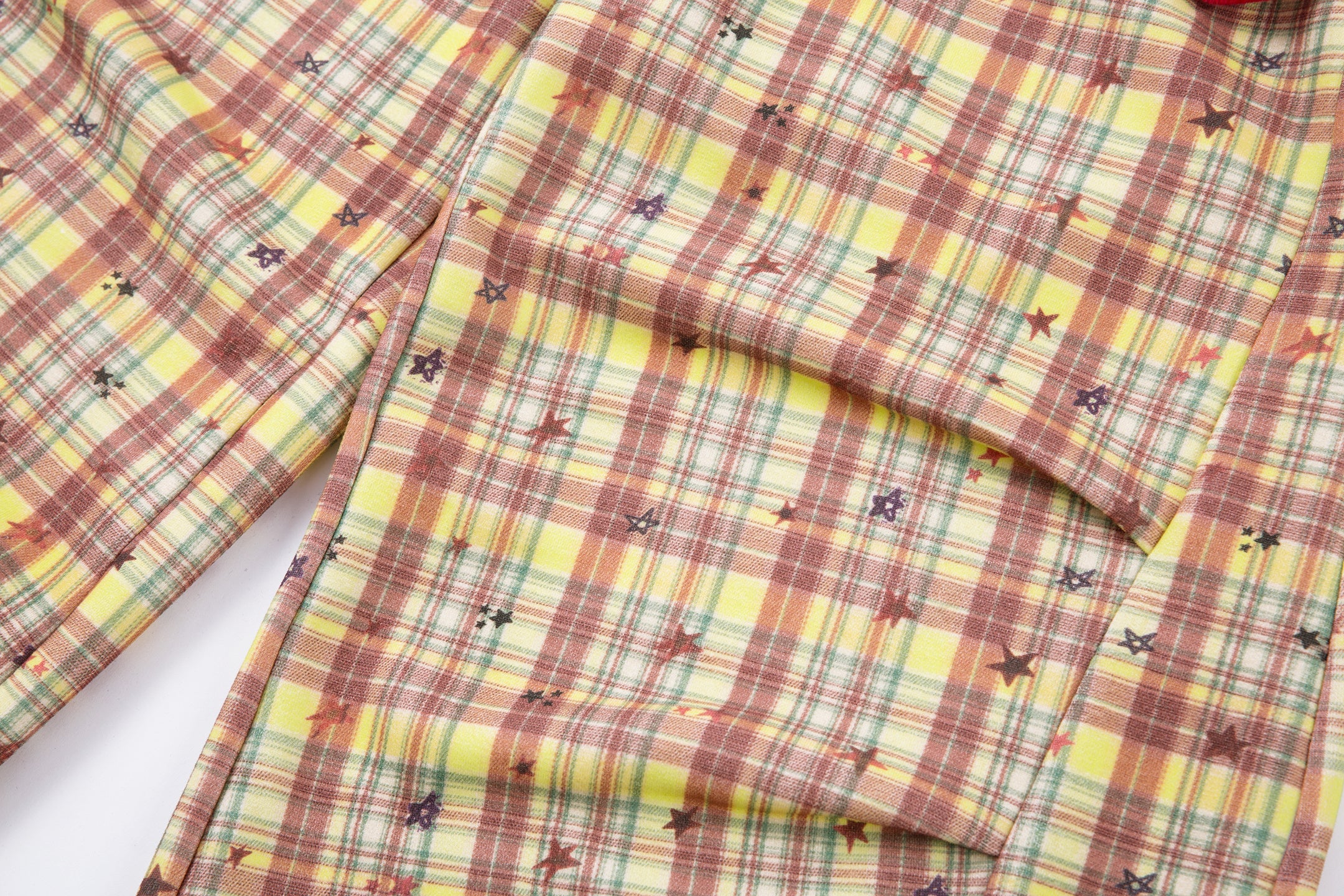 3-6-5.shop Yellow Plaid Bear Charm Pants