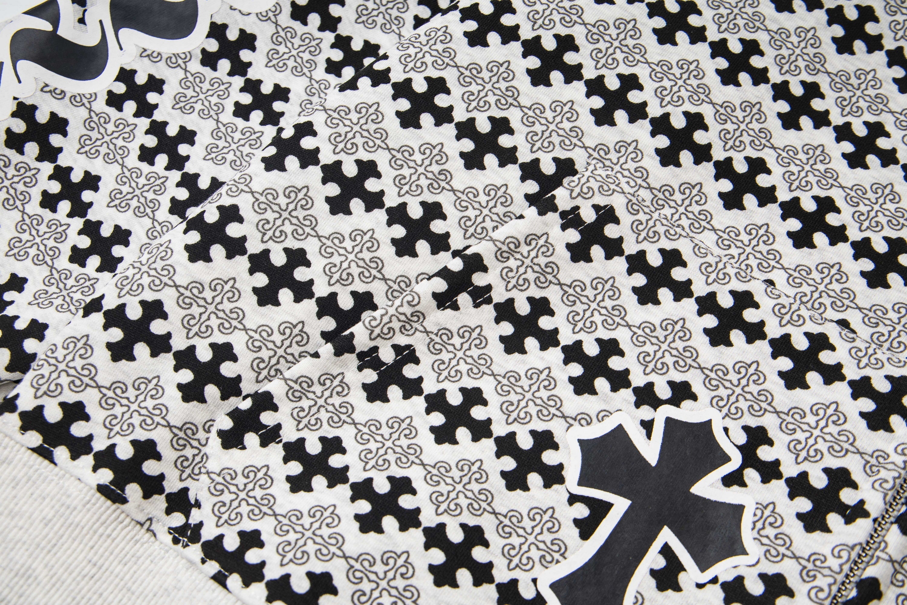 3-6-5.shop Gothic Pattern Full-Zip Hoodie