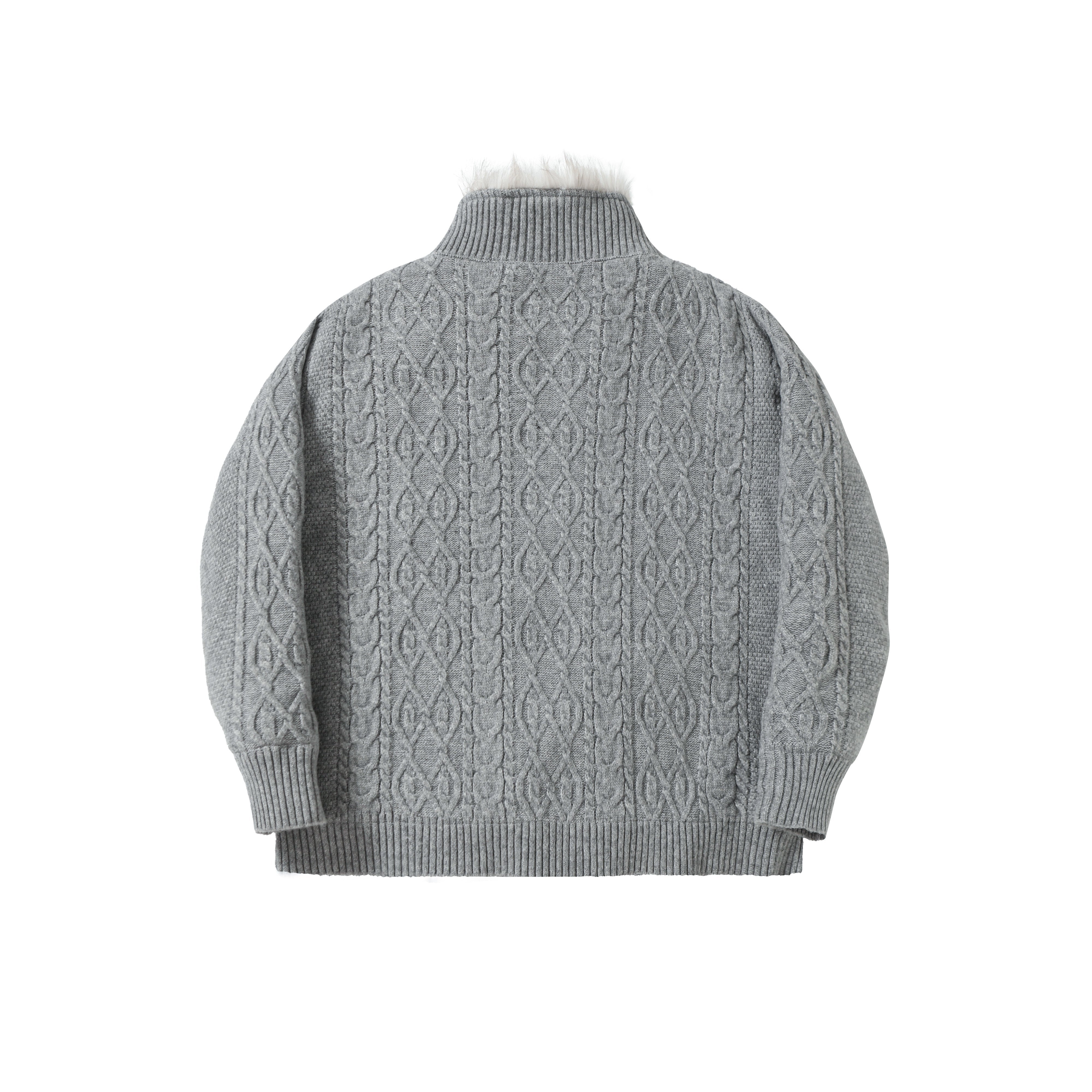 3-6-5.shop Fleece-Lined Cable Knit Jacket