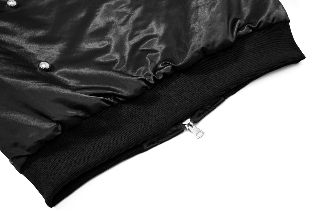 3-6-5.shop Faux Fur Collar Glossy Bomber Jacket