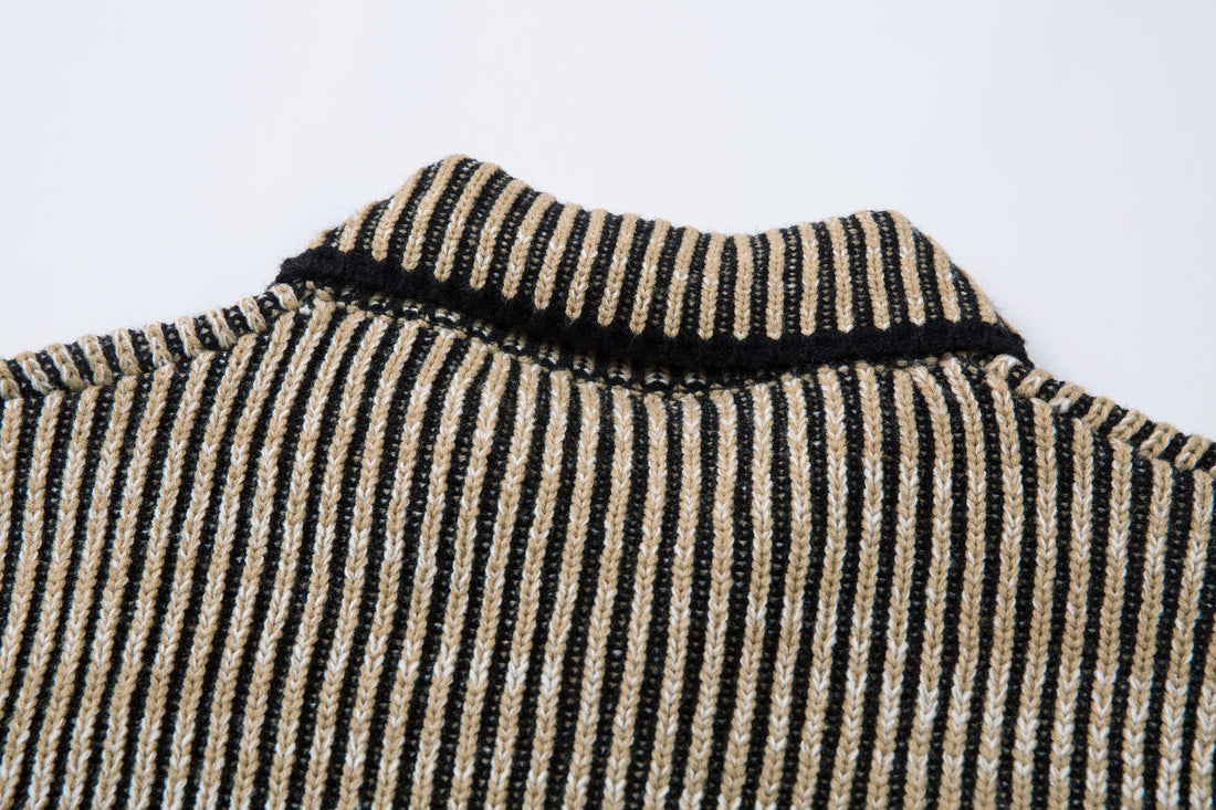 3-6-5.shop Striped Textured Zip Jacket