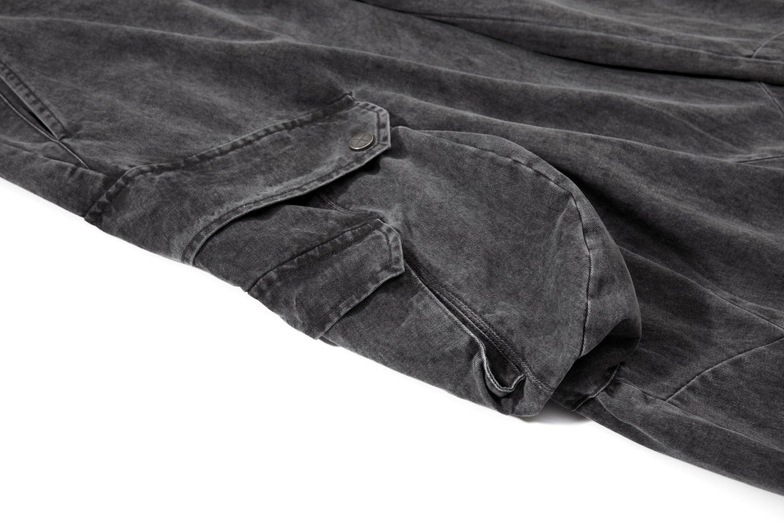 3-6-5.shop Washed Wide-Leg Cargo Pants