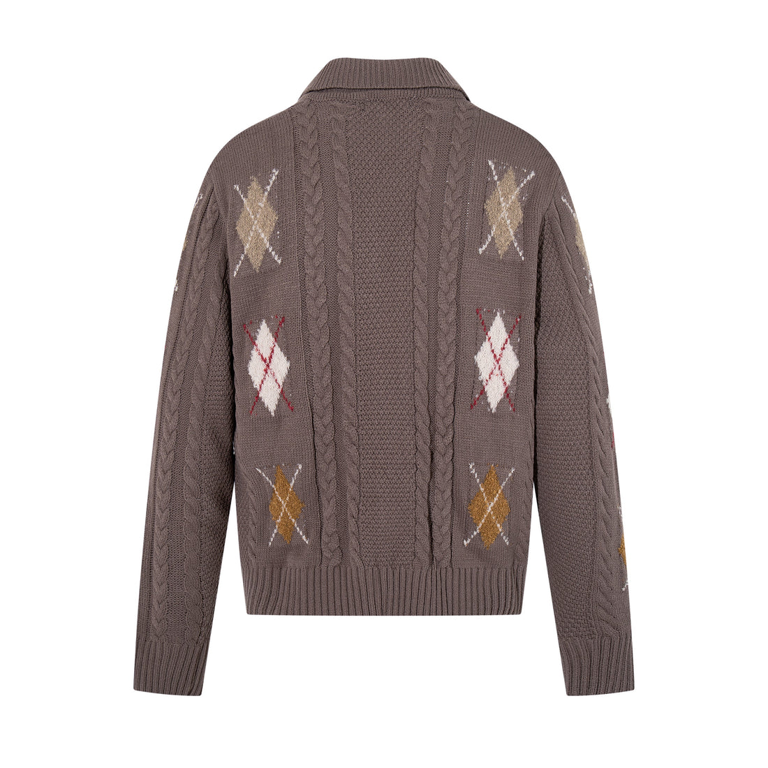 3-6-5.shop Argyle Cable Knit Cardigan