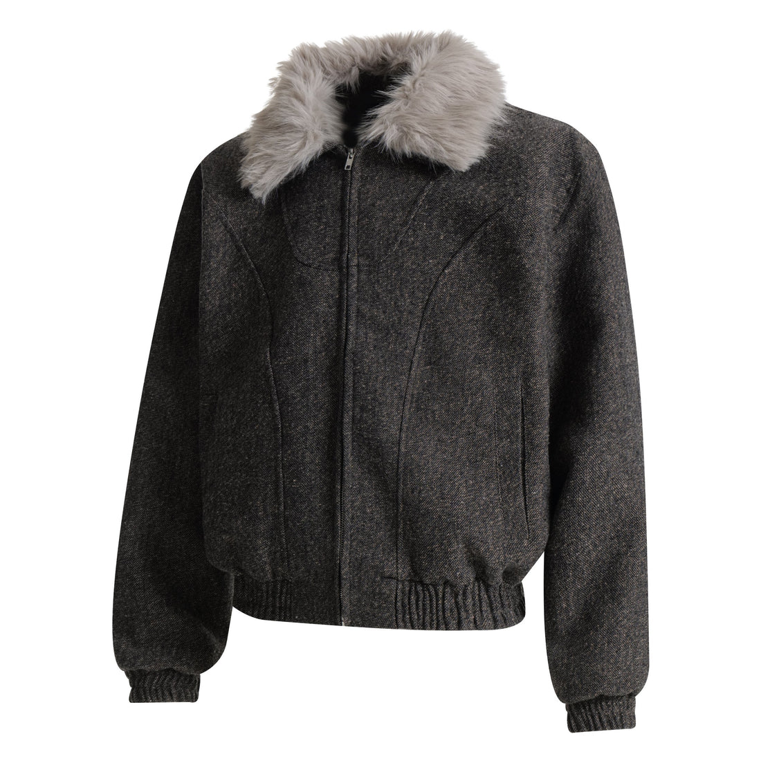 3-6-5.shop Faux-Fur Collar Wool-Blend Jacket