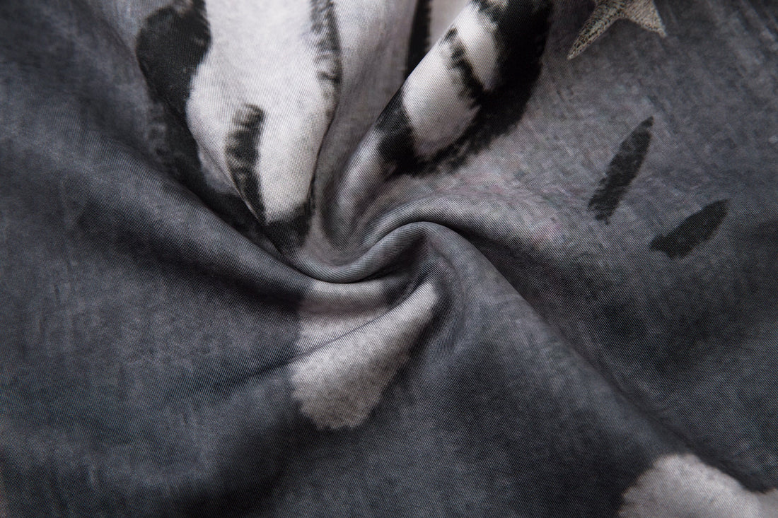3-6-5.shop Cat Print Barrel Denim Pants