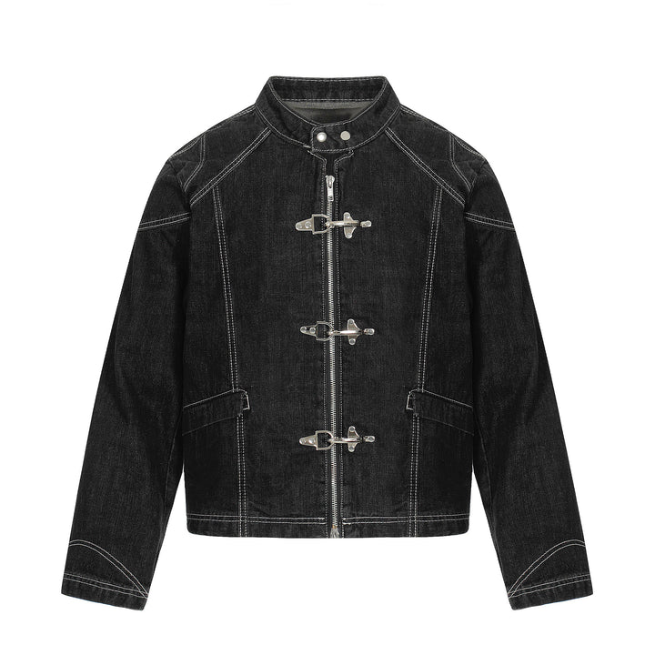 3-6-5.shop Buckle Denim Jacket – Black
