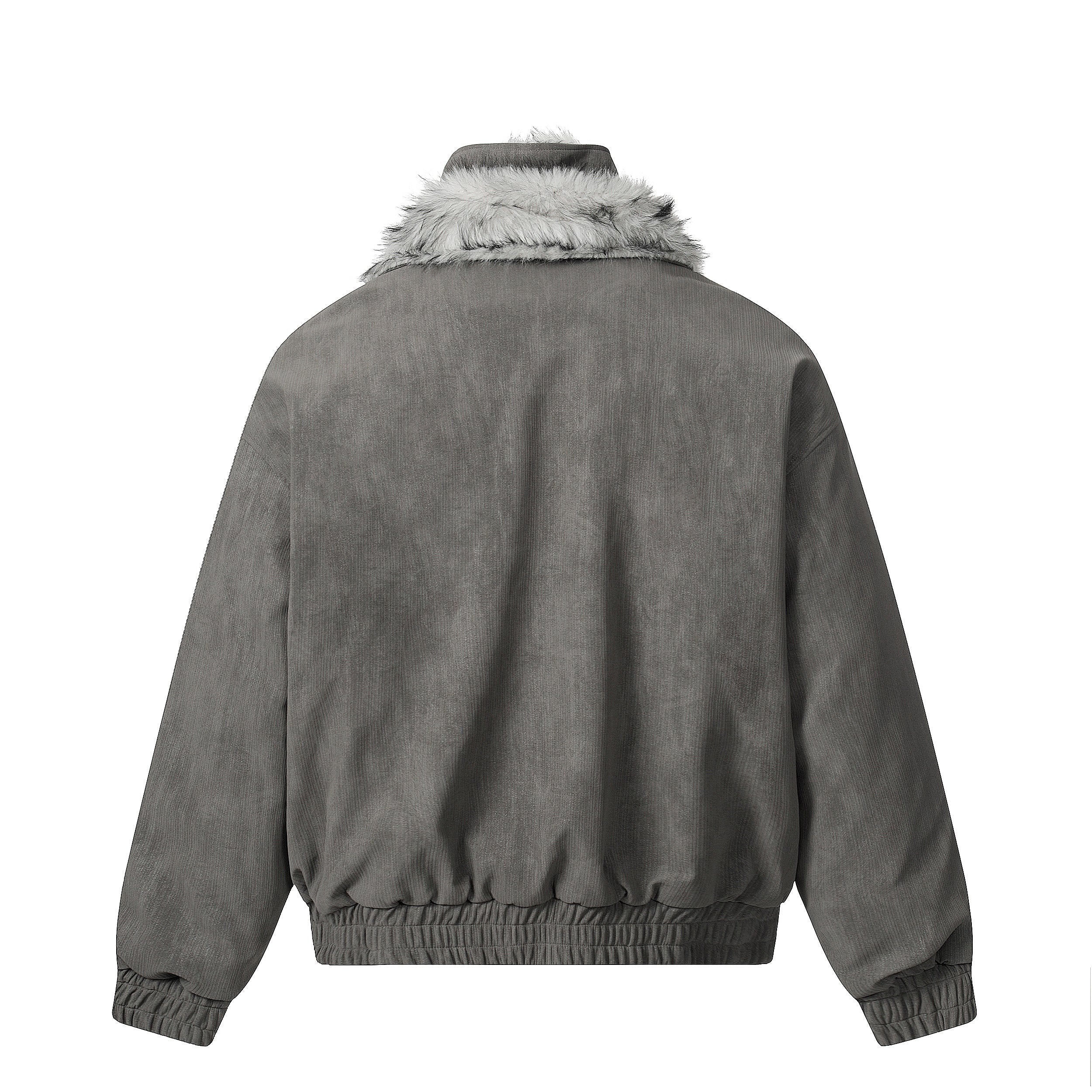 3-6-5.shop Faux Fur Trim High-Neck Bomber Jacket