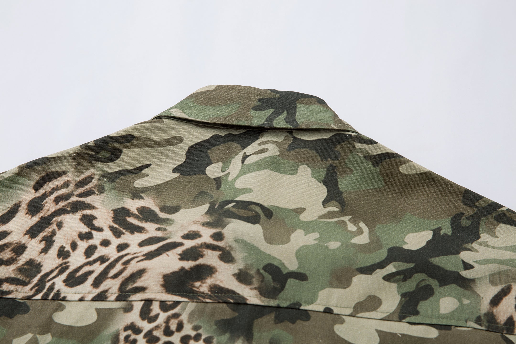 3-6-5.shop Layered Camo-Leopard Short-Sleeve Shirt