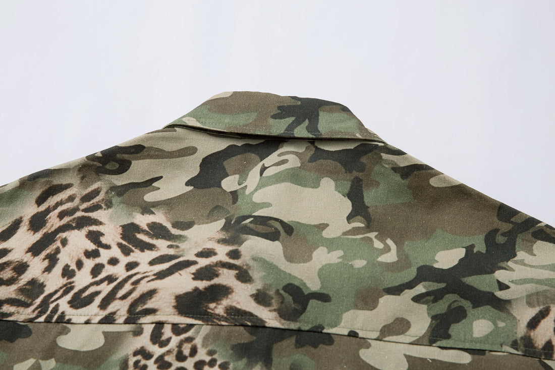 3-6-5.shop Layered Camo-Leopard Short-Sleeve Shirt