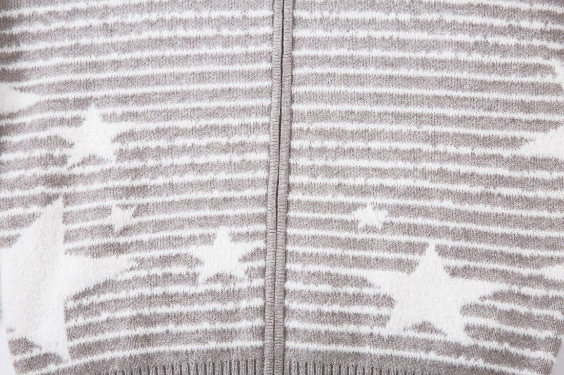 3-6-5.shop Star Knit Faux Fur Hoodie