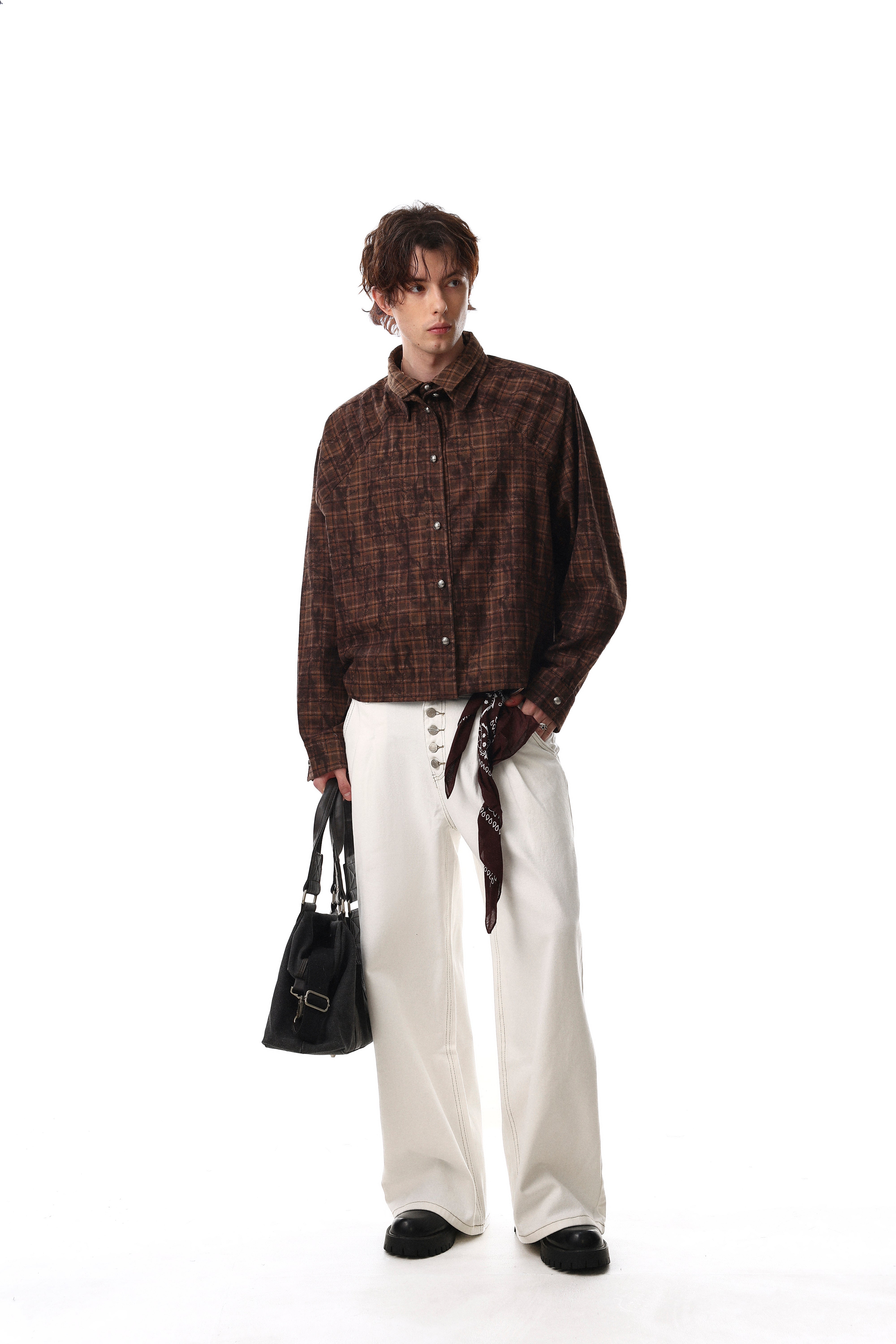 3-6-5.shop Vintage Plaid Button-Up Jacket