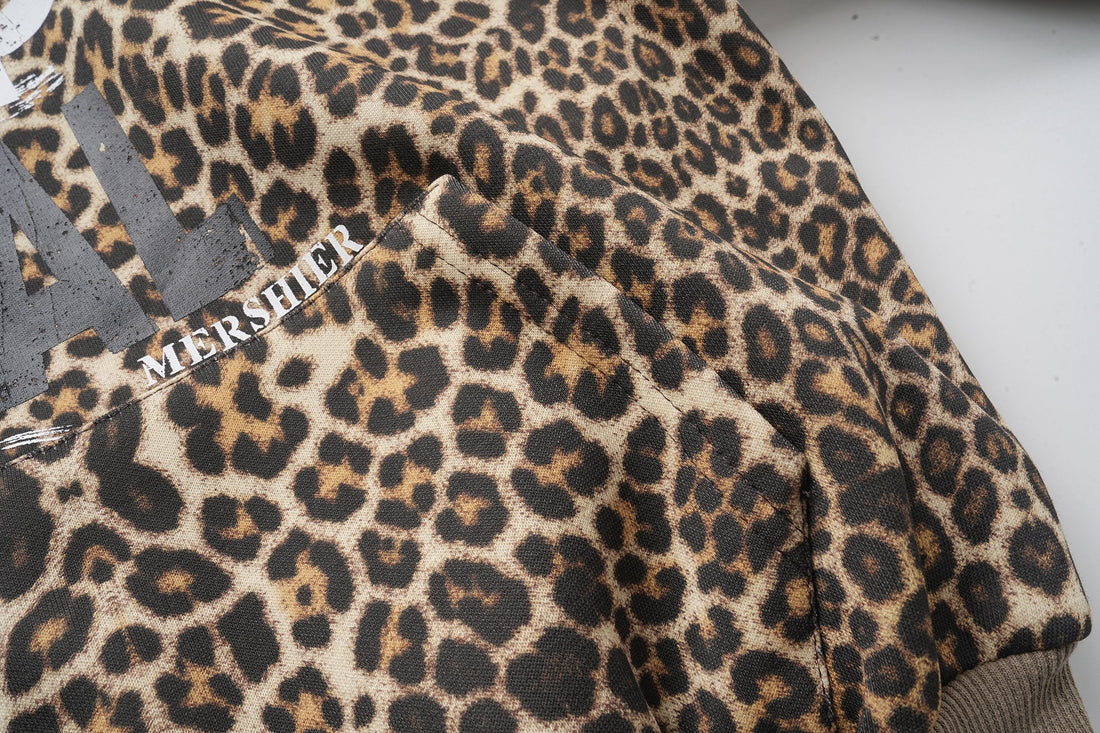 3-6-5.shop Leopard Graphic Zip-Up Hoodie