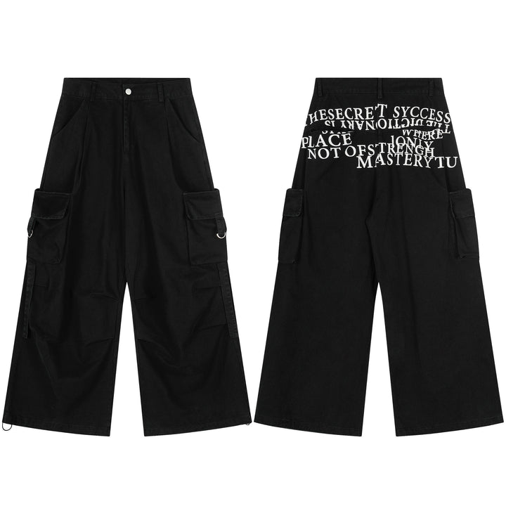 3-6-5.shop Typography Cargo Wide-Leg Pants