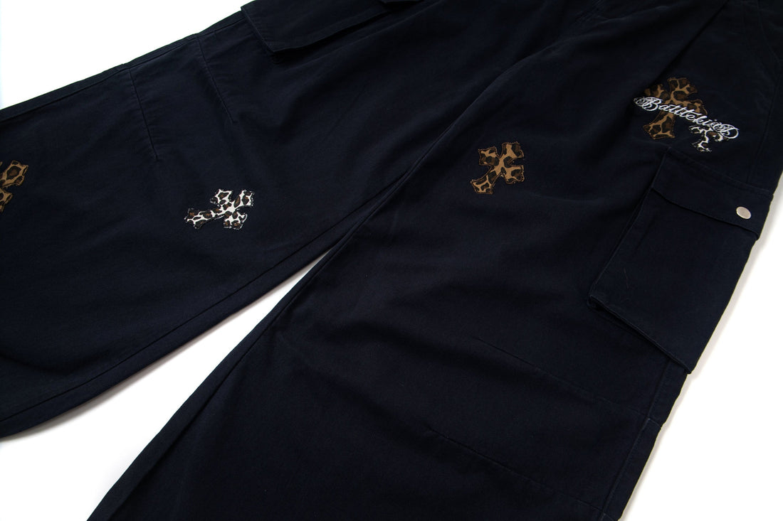 3-6-5.shop Cross Embroidered Cargo Pants