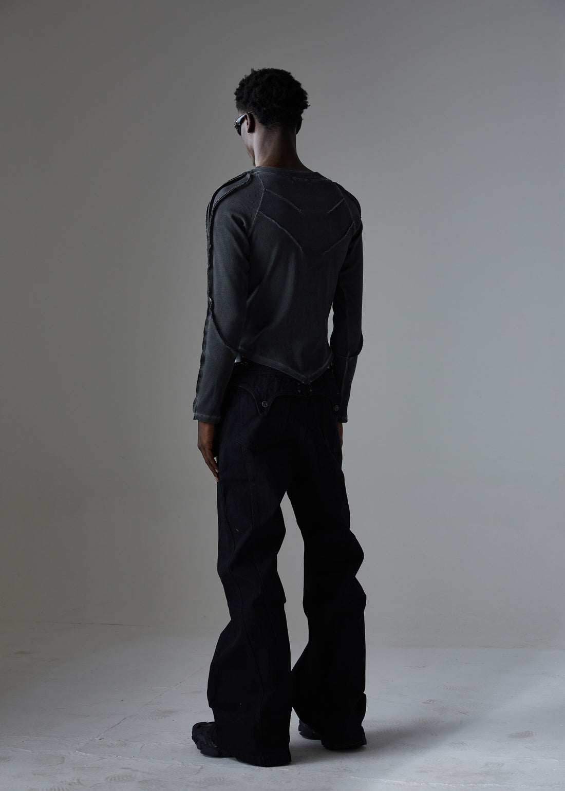 3-6-5.shop Studded Panel Wide-Leg Jeans