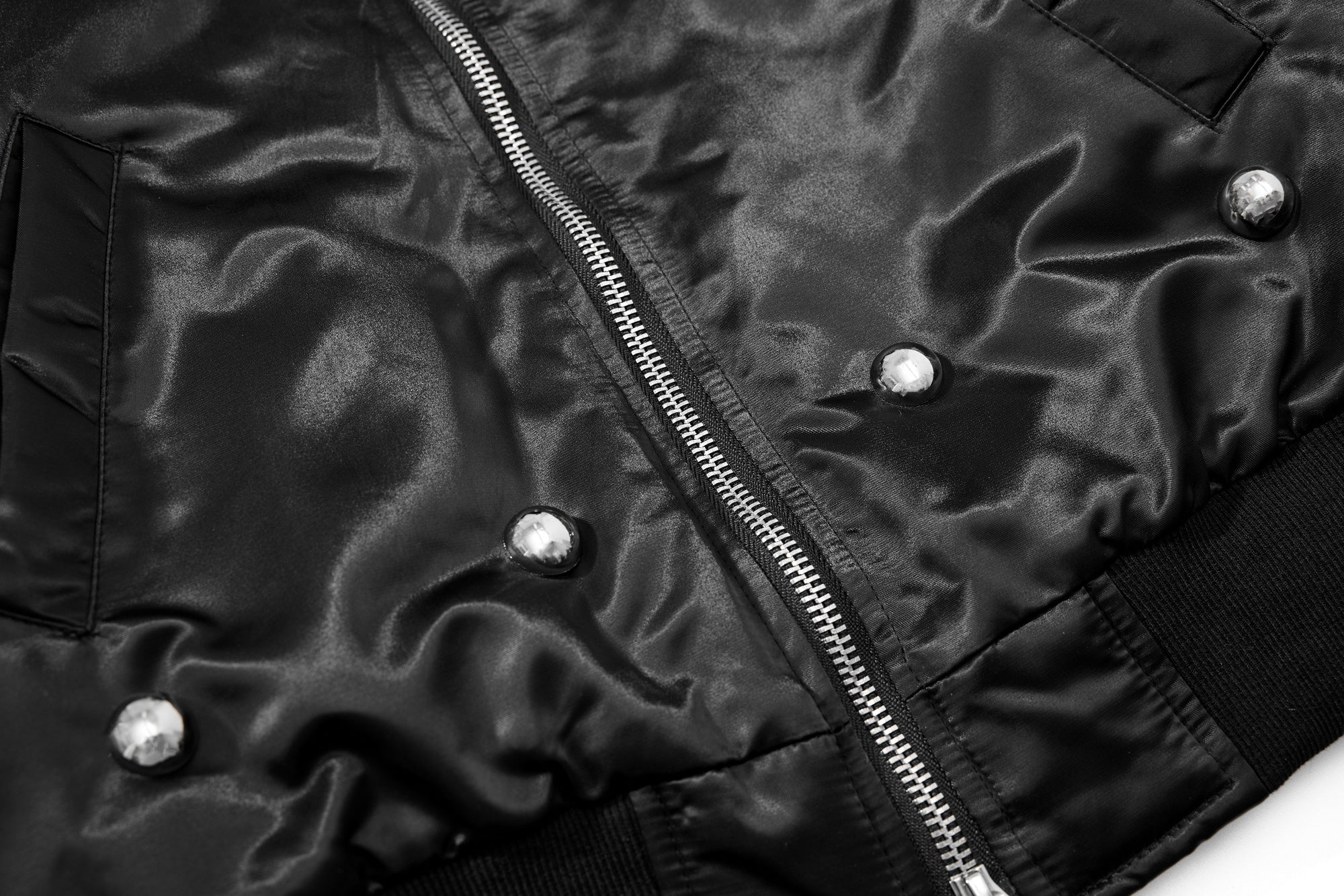 3-6-5.shop Faux Fur Collar Glossy Bomber Jacket