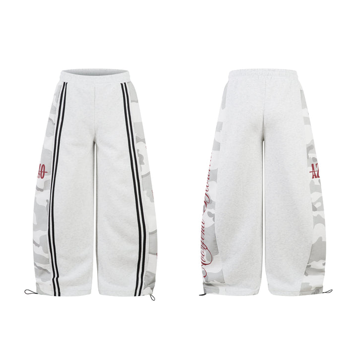 3-6-5.shop Camo Panel Wide-Leg Sweatpants