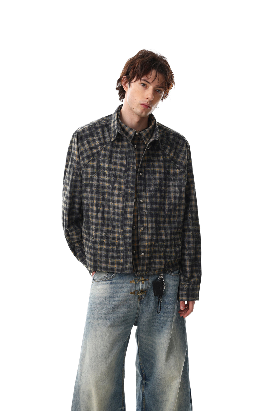 3-6-5.shop Vintage Plaid Button-Up Jacket