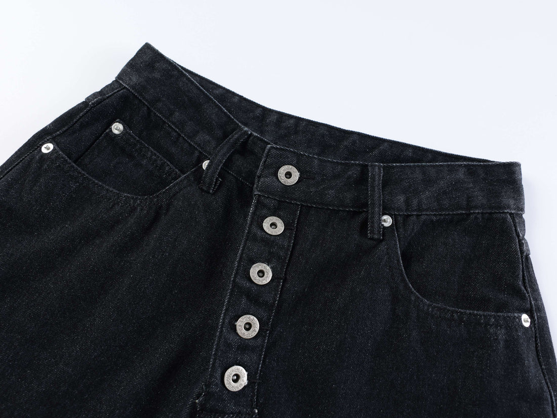 3-6-5.shop “Arc Button Wide Denim Shorts”