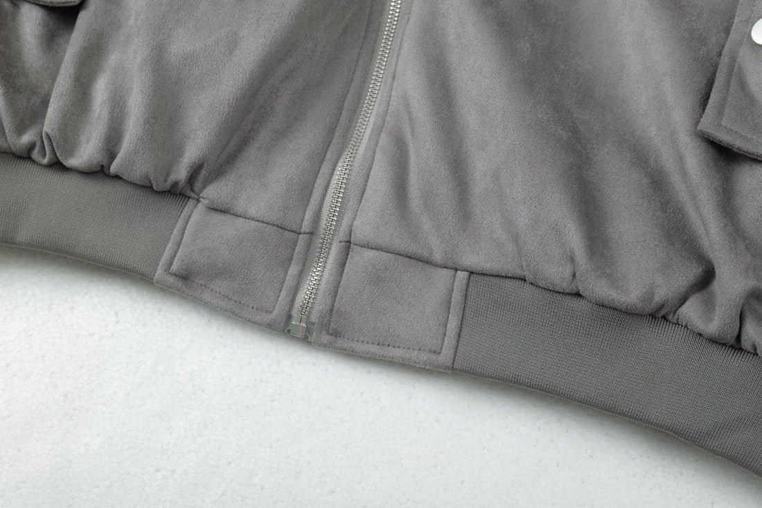 3-6-5.shop Faux-Fur Lined Suede Hoodie Jacket