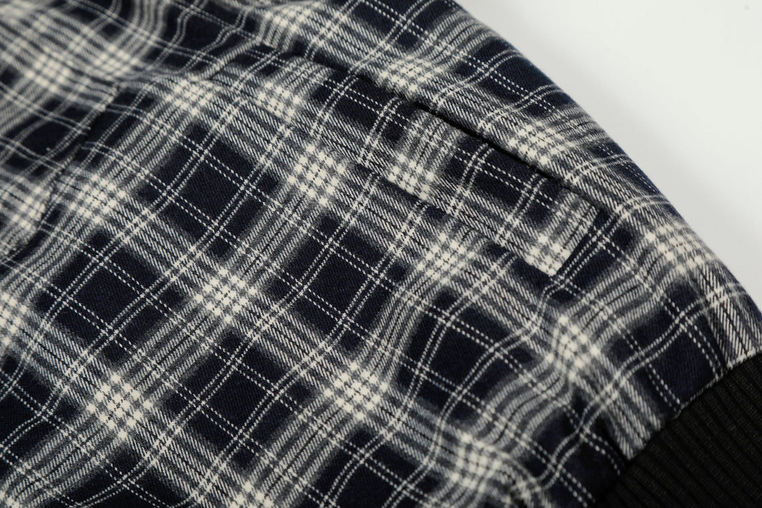 3-6-5.shop Plaid Hybrid Bomber Jacket