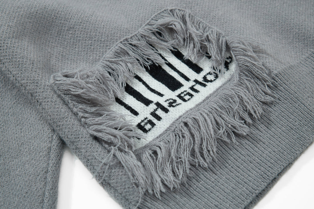 3-6-5.shop Fringe Patch Knit Sweater