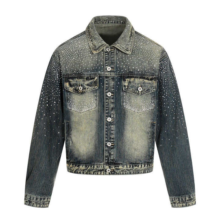 3-6-5.shop Rhinestone Gradient Denim Jacket