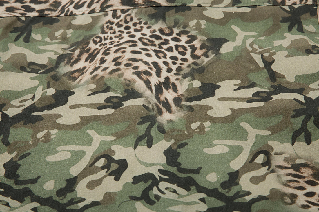 3-6-5.shop Layered Camo-Leopard Short-Sleeve Shirt