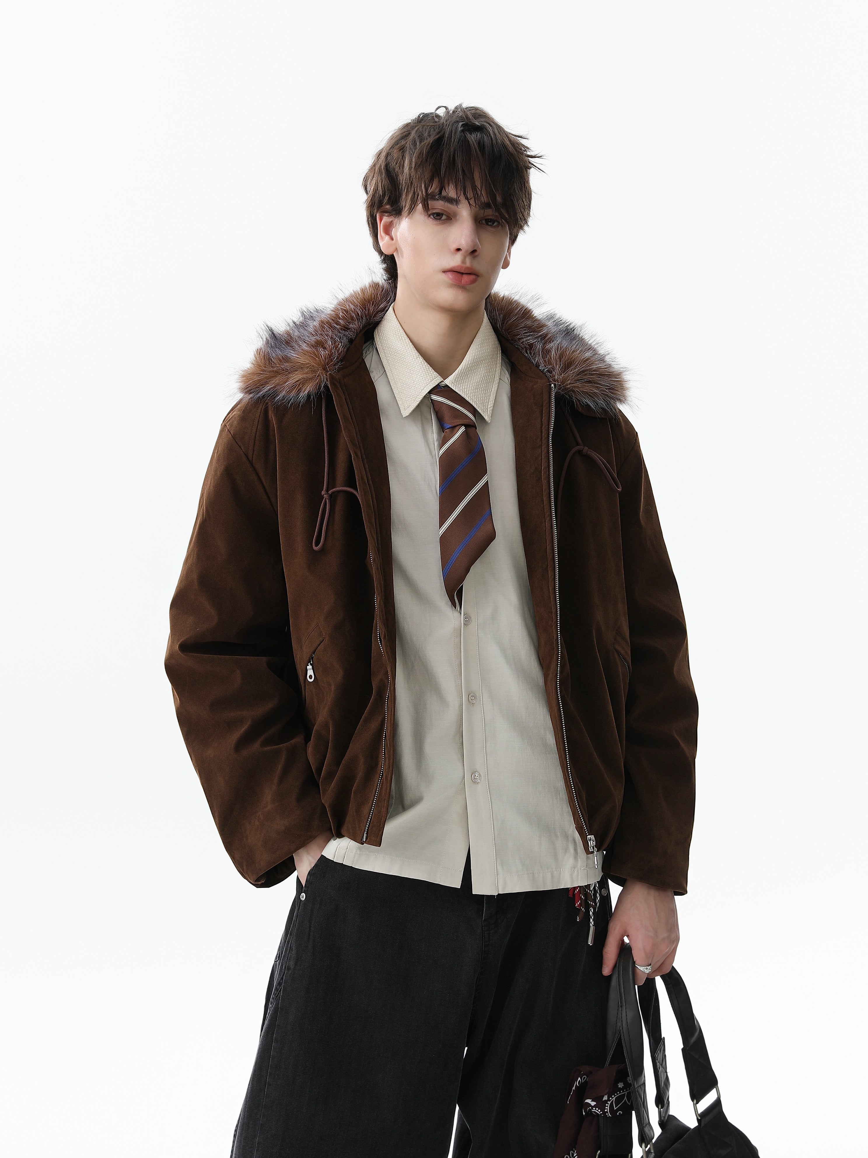 3-6-5.shop Faux Fur Collar Velvet Jacket