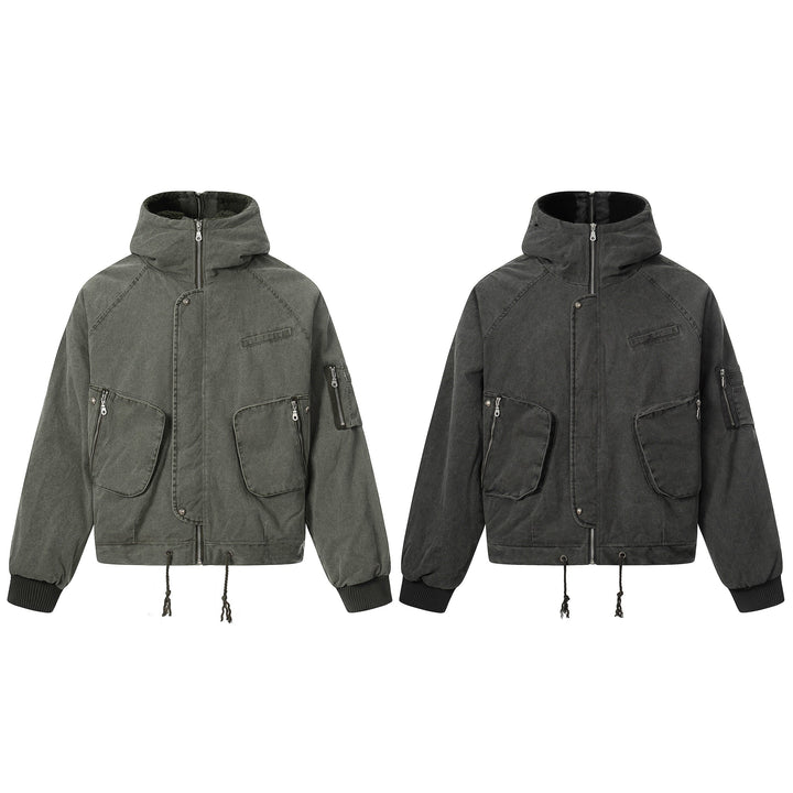 3-6-5.shop Washed Utility Hooded Jacket