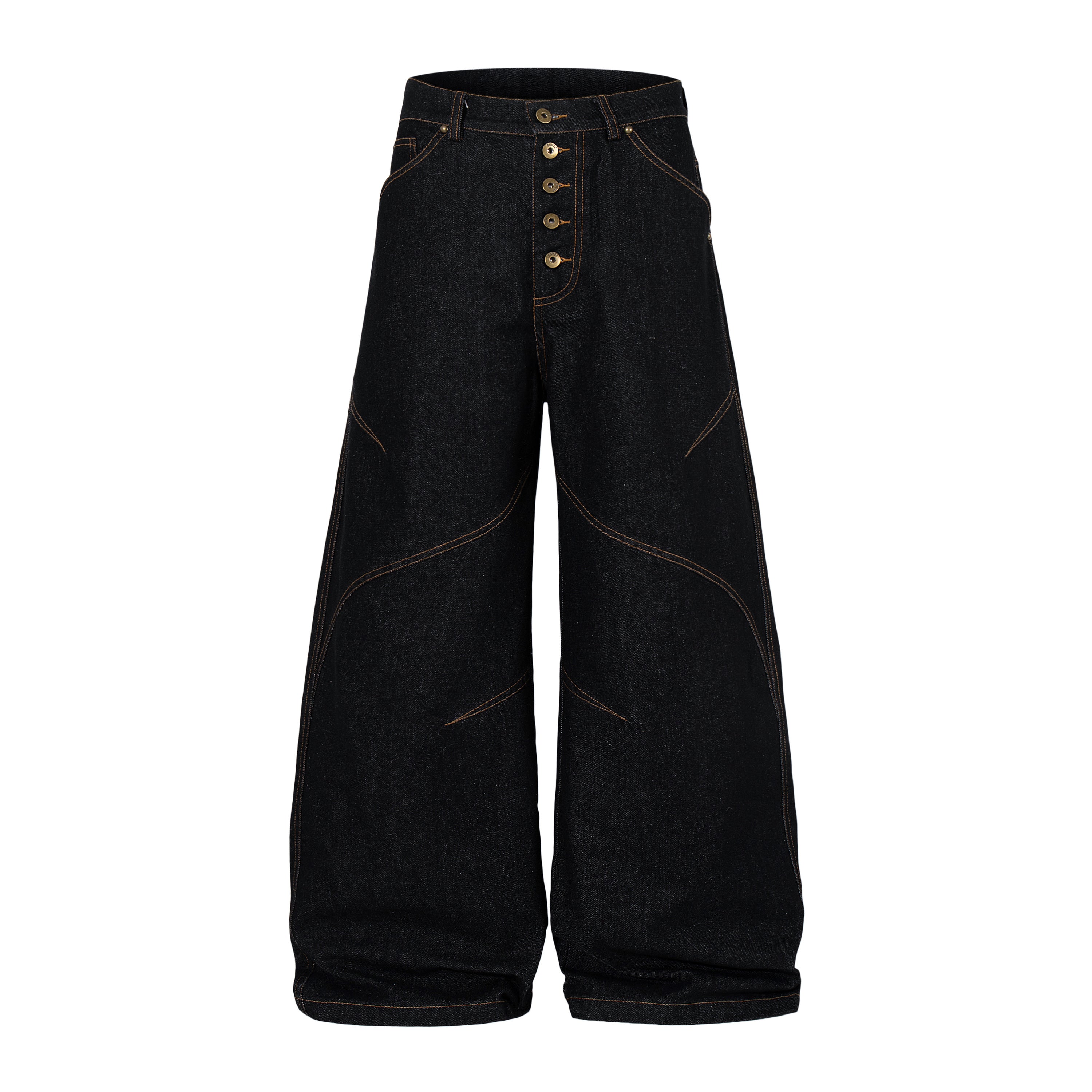 3-6-5.shop Curved Panel Wide Leg Denim Pants