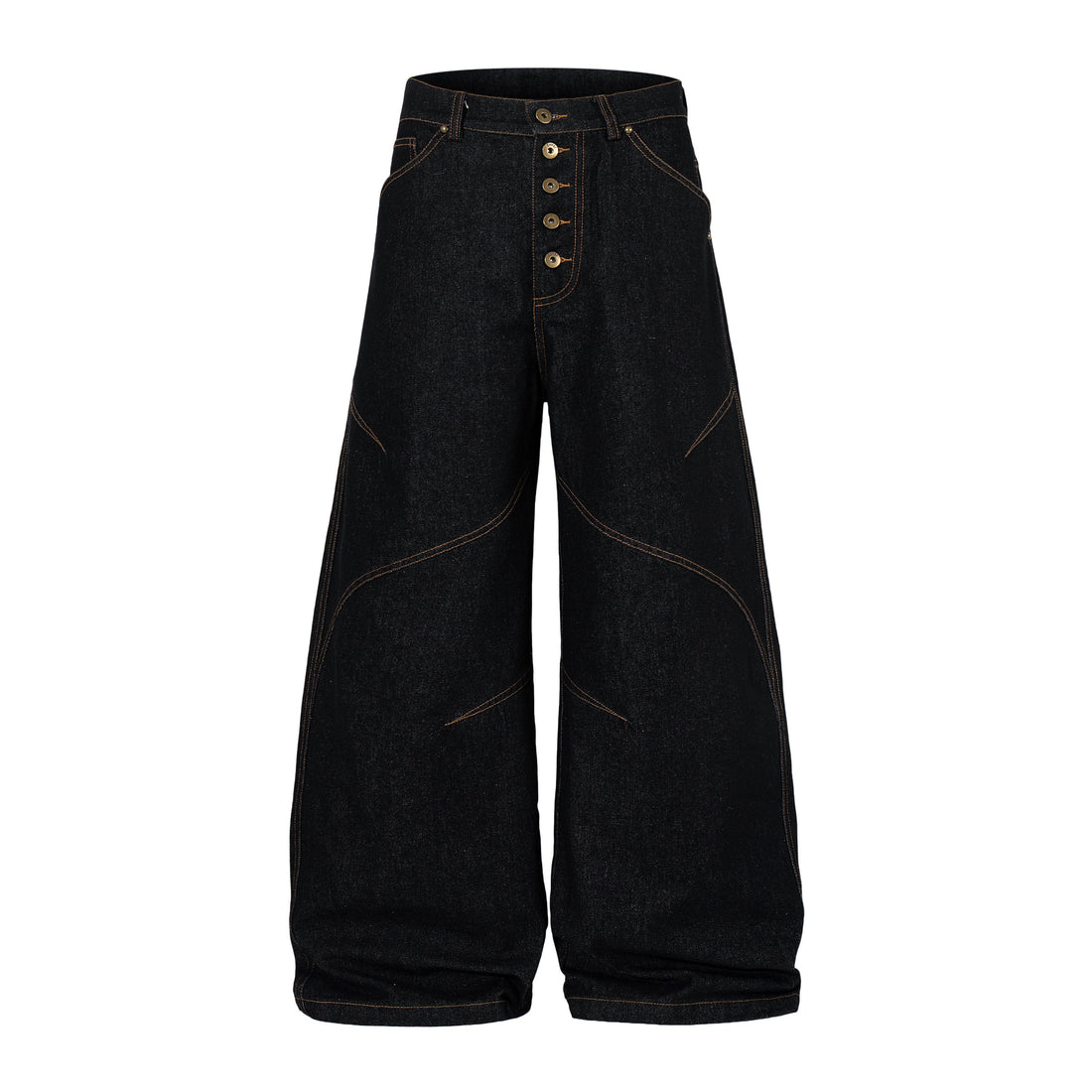 3-6-5.shop Curved Panel Wide Leg Denim Pants