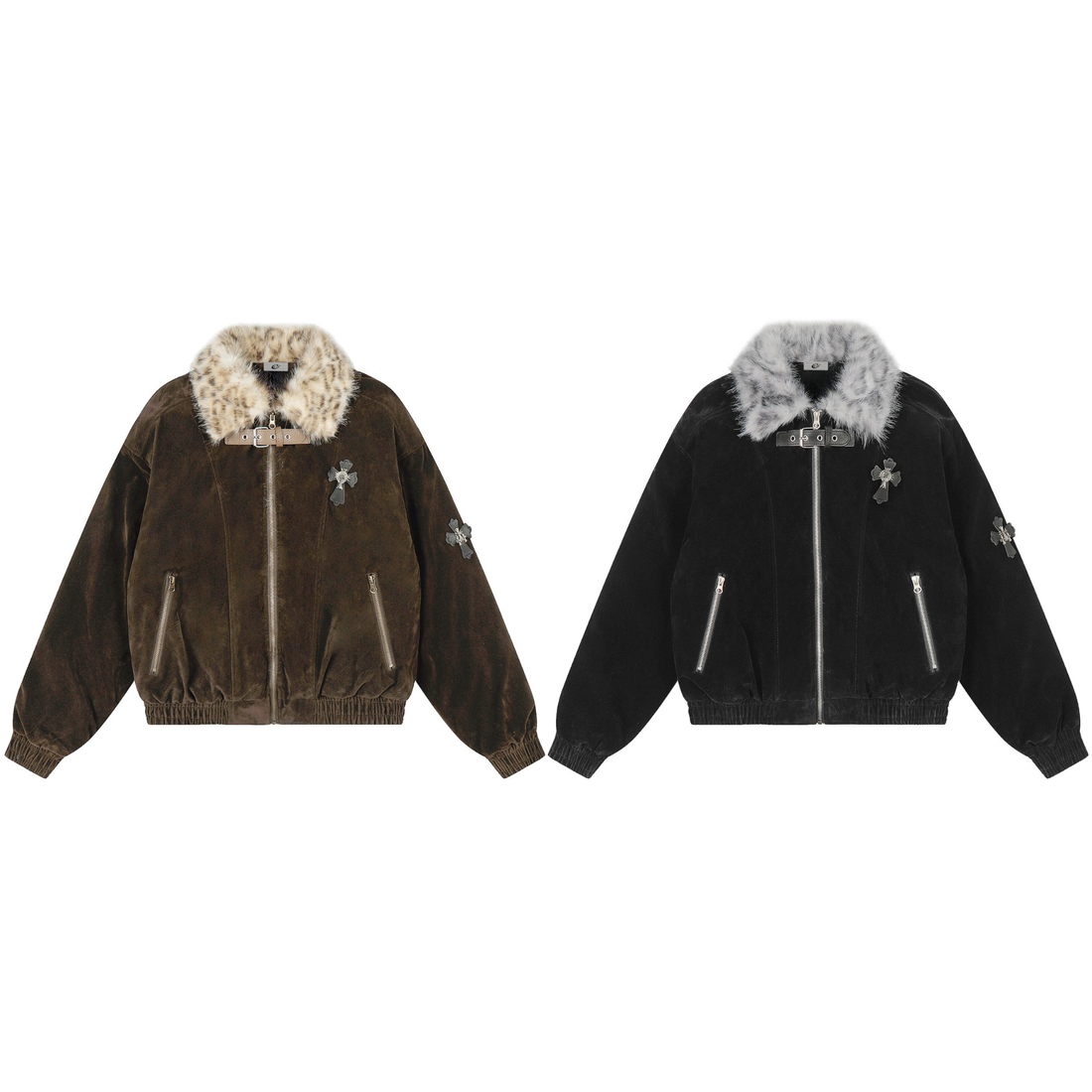 3-6-5.shop Faux Fur Collar Suede-Texture Jacket